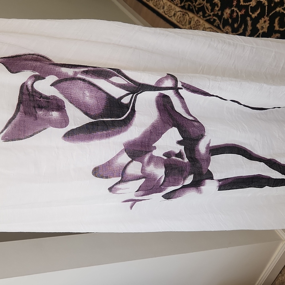 Gauze White Tunic Dress Flower Art Print Sleeveless Size XL - Picture 4 of 16